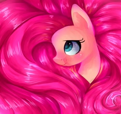 Size: 1700x1600 | Tagged: safe, artist:baid-woo, pinkie pie, earth pony, pony, female, mare, pink coat, pink mane, simple background, solo