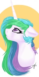 Size: 657x1280 | Tagged: safe, artist:icecoldwulf, princess celestia, alicorn, pony, bust, colored pupils, looking up, missing accessory, solo