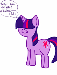 Size: 768x1024 | Tagged: safe, artist:merluv89, derpibooru import, twilight sparkle, bangs, hair, hair over eyes, haircut, hidden eyes, mane, solo, speech bubble