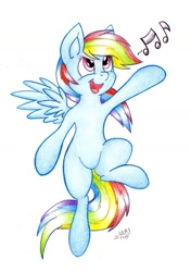 Size: 1024x1454 | Tagged: safe, artist:cyanyeh, derpibooru import, rainbow dash, pegasus, pony, solo, traditional art