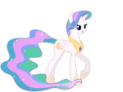 Size: 1035x772 | Tagged: safe, artist:cakeslover, edit, princess celestia, rarity, alicorn, hybrid, pony, body swap, female, fusion, head swap, mane style swap, mare, palette swap, race swap, raricorn, rarilestia, recolor, simple background, solo, transparent background, what has magic done, what has science done