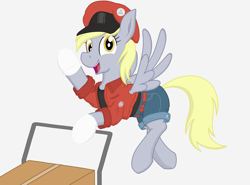 Size: 2560x1890 | Tagged: safe, artist:xphil1998, derpy hooves, pegasus, pony, cart, cells at work, clothes, courier, crossover, mailmare, red blood cell, solo, this will not end well