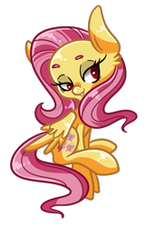 Size: 655x1016 | Tagged: safe, artist:chic-coo, fluttershy, pegasus, pony, female, mare, red eyes, solo