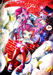 Size: 2000x2828 | Tagged: safe, artist:skyshek, pinkie pie, human, amy rose, clothes, crossover, dress, human ponidox, humanized, pixiv, sonic the hedgehog (series), wingding eyes