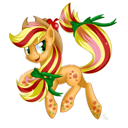 Size: 900x900 | Tagged: safe, artist:swanlullaby, applejack, earth pony, pony, looking back, rainbow power, simple background, solo, transparent background