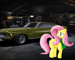 Size: 1280x1027 | Tagged: safe, fluttershy, pegasus, pony, ford, mustang, need for speed, need for speed carbon