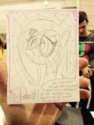 Size: 640x852 | Tagged: safe, artist:andypriceart, fluttershy, pegasus, pony, spider, andy you magnificent bastard, australia, clothes, costume, solo, spider web, spider-man, traditional art