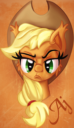 Size: 1166x2000 | Tagged: safe, artist:discorded, applejack, earth pony, pony, bust, portrait, solo