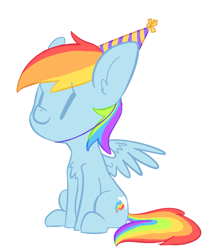 Size: 825x976 | Tagged: safe, artist:nobody, derpibooru import, rainbow dash, pegasus, pony, birthday, cute, hat, party hat, sitting, solo