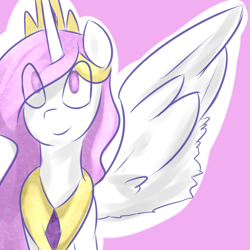 Size: 1000x1000 | Tagged: safe, artist:lunar-march, princess celestia, alicorn, pony, female, mare, pink mane, solo, white coat, white wings, wings