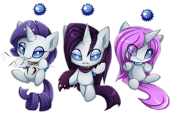 Size: 1280x852 | Tagged: artist needed, safe, rarity, pony, unicorn, lil-miss rarity, chibi, crossover, sadistic rarity, sewing, tumblr crossover