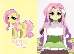 Size: 1205x886 | Tagged: safe, artist:booseo, fluttershy, human, humanized, solo