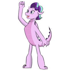 Size: 1862x1839 | Tagged: safe, artist:chedx, starlight glimmer, dragon, comic:claws and hooves, claw, dragoness, dragonified, female, glimmerdragon, smiling, species swap, wings