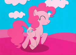 Size: 900x656 | Tagged: safe, artist:bluefluffydinosaur, pinkie pie, earth pony, pony, a friend in deed, female, mare, pink coat, pink mane, solo