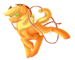 Size: 4197x3355 | Tagged: safe, artist:zodiacnicola, applejack, earth pony, pony, lasso, mouth hold, simple background, solo