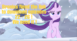 Size: 1917x1031 | Tagged: safe, edit, edited screencap, screencap, starlight glimmer, pony, unicorn, the ending of the end, badass, leak, petition, snow, solo, text