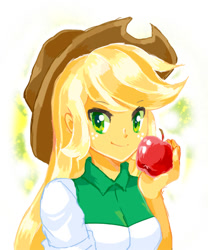 Size: 415x500 | Tagged: safe, artist:fuyuse leka, applejack, equestria girls, apple, pixiv, solo