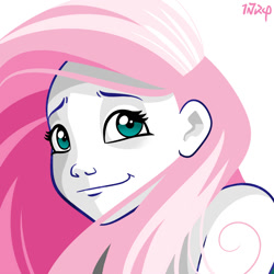 Size: 2000x2000 | Tagged: safe, artist:inkypsycho, fluttershy, human, equestria girls, bust, female, humanized, simple background, smiling, solo, white background