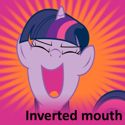 Size: 250x250 | Tagged: safe, artist:kooner-cz, derpibooru import, twilight sparkle, inverted mouth, solo, spoilered image joke