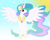 Size: 994x804 | Tagged: safe, artist:star island, princess celestia, alicorn, pony, crown, female, horn, mare, multicolored mane, multicolored tail, solo, white coat, white wings, wings