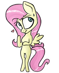 Size: 643x791 | Tagged: safe, artist:deer-hymnal, fluttershy, pegasus, pony, bipedal, heart, solo, sweat