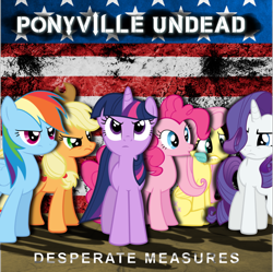 Size: 896x892 | Tagged: safe, derpibooru import, applejack, fluttershy, pinkie pie, rainbow dash, rarity, twilight sparkle, earth pony, pegasus, pony, unicorn, album cover, hollywood undead