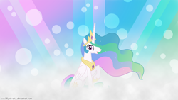 Size: 1920x1080 | Tagged: safe, artist:90sigma, artist:fillynix-artz, princess celestia, alicorn, pony, raised hoof, sitting pretty, smiling, vector, wallpaper