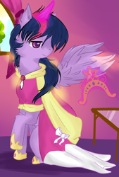 Size: 1181x1748 | Tagged: safe, artist:tinyfangs, derpibooru import, twilight sparkle, twilight sparkle (alicorn), alicorn, pony, big crown thingy, clothes, coronation dress, dress, female, mare, solo