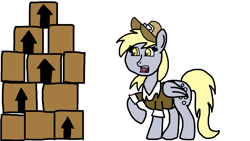 Size: 1920x1080 | Tagged: safe, artist:cherry1cupcake, derpy hooves, pegasus, pony, boxes, clothes, mailmare, surprised