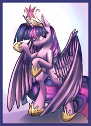 Size: 2157x3000 | Tagged: safe, artist:alumx, derpibooru import, twilight sparkle, twilight sparkle (alicorn), alicorn, pony, bipedal, element of magic, female, mare, solo