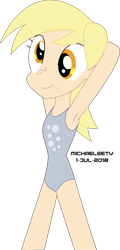 Size: 3500x7276 | Tagged: safe, artist:michaelsety, derpy hooves, human, armpits, clothes, humanized, one-piece swimsuit, simple background, solo, swimsuit, transparent background