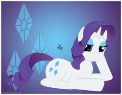 Size: 1024x804 | Tagged: safe, artist:ladyanidraws, part of a set, rarity, pony, unicorn, prone, solo