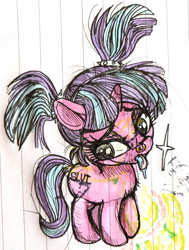 Size: 2296x3032 | Tagged: safe, artist:sharpi, starlight glimmer, pony, alternate cutie mark, alternate design, female, filly, lined paper, punk, solo, traditional art, vulgar, younger