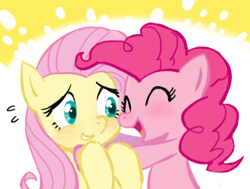 Size: 330x250 | Tagged: safe, artist:baekgup, fluttershy, pinkie pie, earth pony, pegasus, pony, female, hug, mare