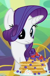 Size: 451x687 | Tagged: safe, screencap, rarity, pony, unicorn, castle sweet castle, cropped, food, pancakes, rarity looking at food, solo