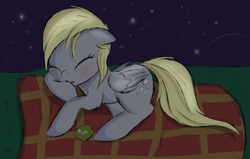 Size: 1399x890 | Tagged: safe, anonymous artist, derpibooru exclusive, derpy hooves, blanket, cute, derpabetes, sleeping