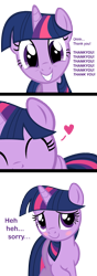 Size: 1031x2942 | Tagged: safe, derpibooru import, twilight sparkle, blushing, bronybait, embarrassed, excited, heart, kissing, pov, simple background, smooch, thank you, transparent background, vector