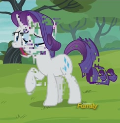 Size: 464x475 | Tagged: safe, screencap, rarity, pony, unicorn, the gift of the maud pie, discovery family logo, error, glitch