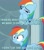 Size: 1280x1440 | Tagged: safe, derpibooru import, edit, edited screencap, screencap, rainbow dash, soarin', pegasus, pony, tanks for the memories, blue text, caption, female, image macro, innuendo, male, meme, pun, scrunchy face, shipping, soarindash, solo, straight, thinking