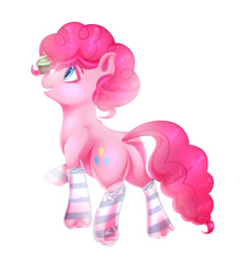 Size: 840x928 | Tagged: safe, artist:tgom, pinkie pie, earth pony, pony, clothes, cupcake, socks, solo, striped socks