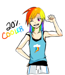 Size: 450x520 | Tagged: safe, artist:ujey02, derpibooru import, rainbow dash, human, 20% cooler, clothes, humanized, solo, tanktop