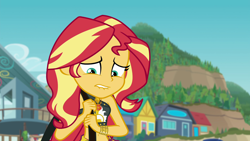 Size: 1920x1080 | Tagged: safe, screencap, sunset shimmer, better together, equestria girls, forgotten friendship, lip bite, solo