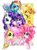 Size: 880x1200 | Tagged: safe, artist:karmamoonshadow, derpibooru import, applejack, fluttershy, pinkie pie, rainbow dash, rarity, twilight sparkle, twilight sparkle (alicorn), alicorn, earth pony, pegasus, pony, unicorn, female, mane six, mare, wink