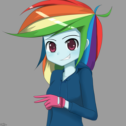 Size: 1280x1280 | Tagged: safe, artist:genericmlp, derpibooru import, rainbow dash, equestria girls, female, grin, smiling, solo