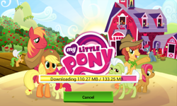 Size: 800x480 | Tagged: safe, apple split, applejack, babs seed, big macintosh, granny smith, half baked apple, perfect pie, earth pony, pony, apple family, apple family member, apple pie (character), barn, cutie mark, filly, game, gameloft, male, spoiler, stallion, sweet apple acres