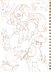 Size: 1500x2120 | Tagged: safe, artist:mrs1989, applejack, lord tirek, rarity, earth pony, pony, unicorn, korean, monochrome, rainbow power, sketch dump, traditional art