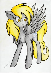 Size: 2460x3486 | Tagged: safe, artist:luxiwind, derpy hooves, pony, solo, traditional art