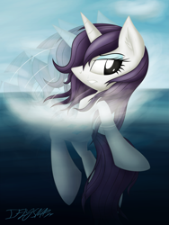 Size: 3243x4317 | Tagged: safe, artist:iflysna94, rarity, pony, unicorn, absurd resolution, ocean, signature, solo, updated, water