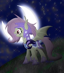 Size: 1247x1439 | Tagged: safe, artist:veliska, fluttershy, bat pony, pony, armor, flutterbat, night guard, solo