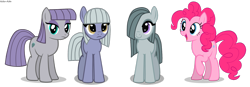 Size: 1516x526 | Tagged: safe, artist:asika-aida, limestone pie, marble pie, maud pie, pinkie pie, earth pony, pony, hair over one eye, pie sisters, simple background, transparent background, vector